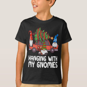 Hanging With My Gnomies Christmas Santa Gnome Red T-Shirt