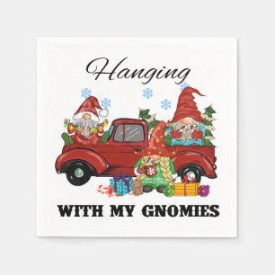 Hanging With My Gnomies – Cute Christmas Napkin