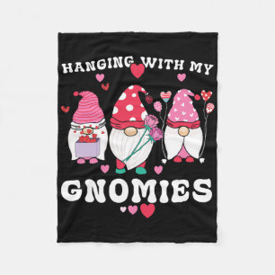 Hanging With My Gnomies Cute Valentine's Day Thank Fleece Blanket