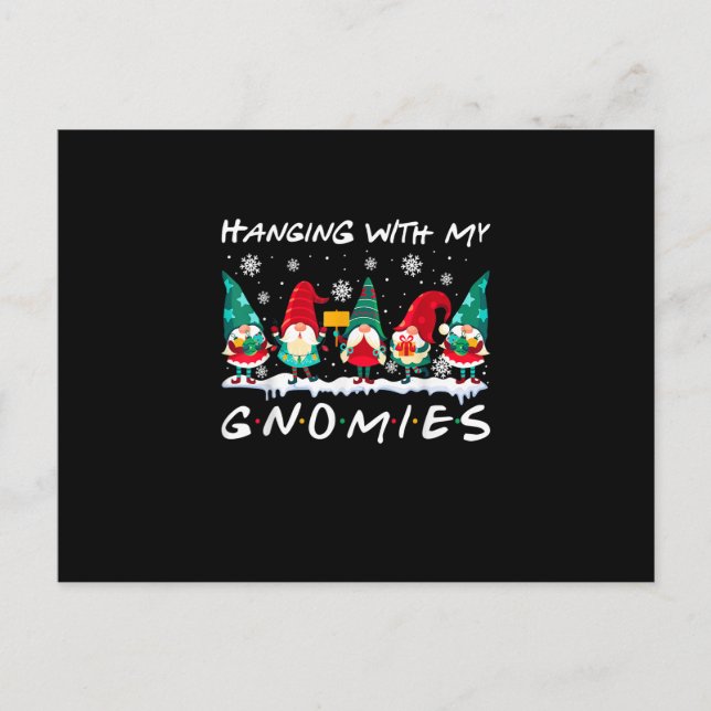 Hanging With My Gnomies Funny Christmas Gnome Xmas Postcard (Front)