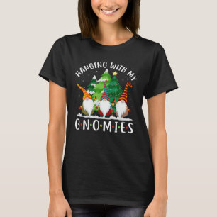 Hanging With My Gnomies Funny Gnome Christmas Tree T-Shirt