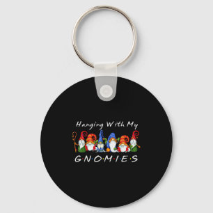 Hanging With My Gnomies Funny Gnome Friend Christm Keychain