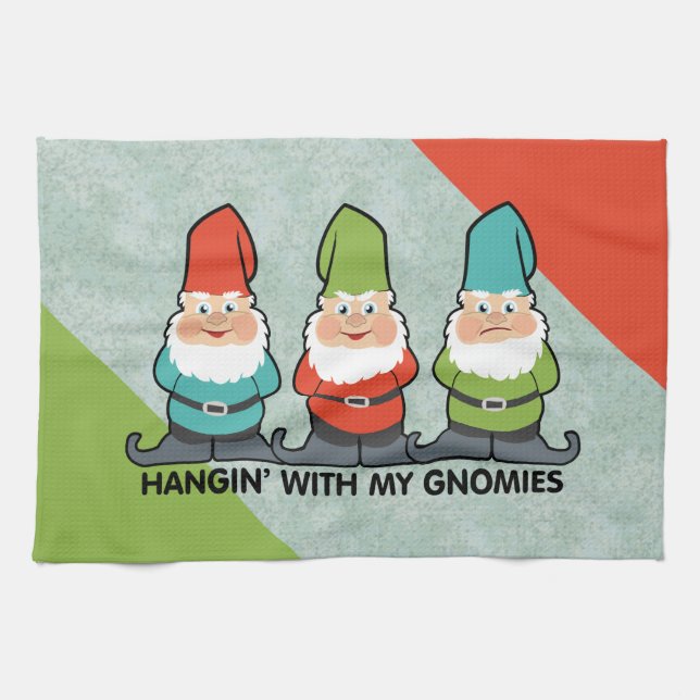 Hanging With My Gnomies Homies Kitchen Towel (Horizontal)