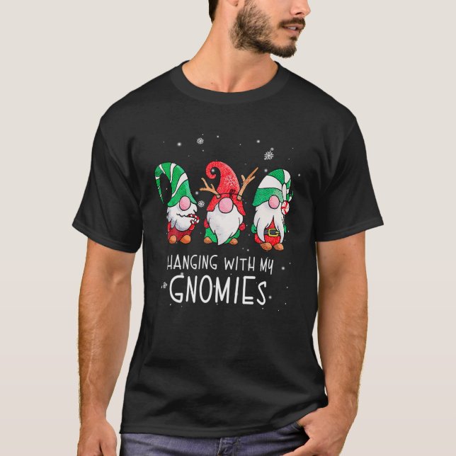 Hanging With My Gnomies Pajama, Christmas Gnome T-Shirt (Front)