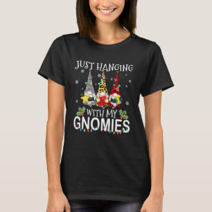 Hanging With My Gnomies Red Plaid Pajama Christmas T-Shirt