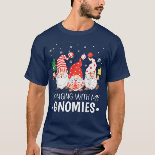 Hanging With My Gnomies Santa Gnome Christmas Paja T-Shirt