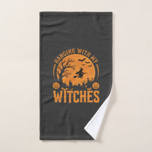 Hanging With My Witches Halloween Design (3) Hand Towel