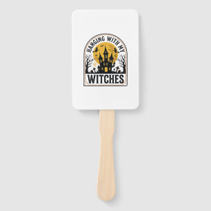 Hanging With My Witches Vintage Halloween Design_1 Hand Fan