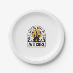 Hanging With My Witches Vintage Halloween Design_1 Paper Plate