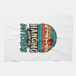 Hanging With My Witches Vintage Halloween Shirt De Kitchen Towel