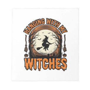 Hanging With My Witches Vintage Halloween Shirt De Notepad