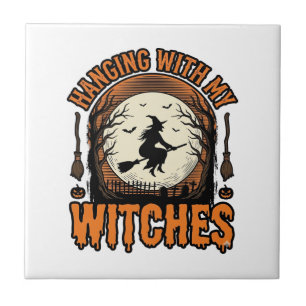 Hanging With My Witches Vintage Halloween Shirt De Tile