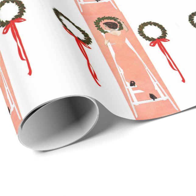 Hanging Wreaths Wrapping Paper (Roll Corner)