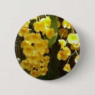 Hanging Yellow Orchids Tropical Flowers 2 Inch Round Button