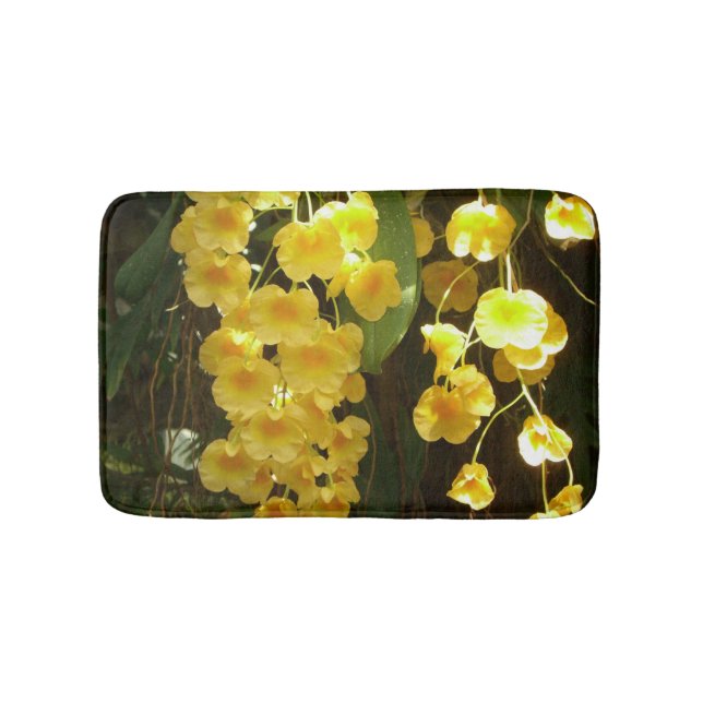 Hanging Yellow Orchids Tropical Flowers Bath Mat (Front)