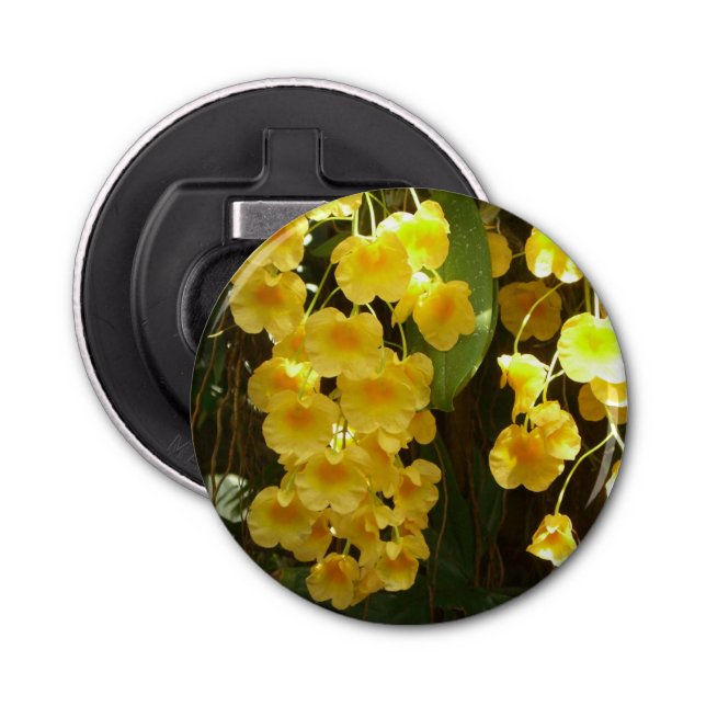 Hanging Yellow Orchids Tropical Flowers Bottle Opener (Front)