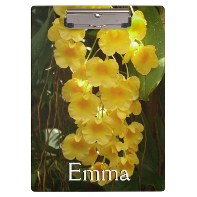 Hanging Yellow Orchids Tropical Flowers Clipboard (Front)
