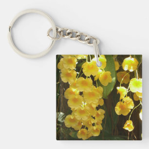 Hanging Yellow Orchids Tropical Flowers Keychain