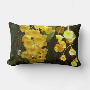 Hanging Yellow Orchids Tropical Flowers Lumbar Pillow