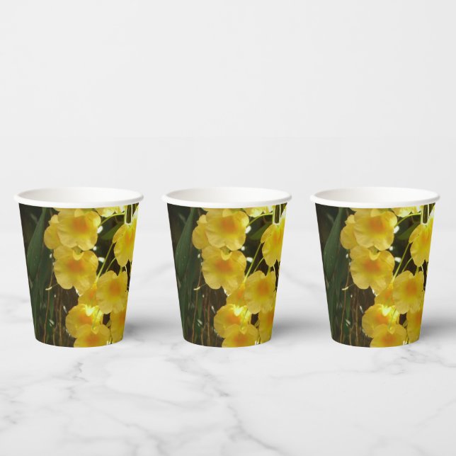 Hanging Yellow Orchids Tropical Flowers Paper Cups (Multi)