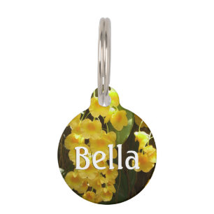 Hanging Yellow Orchids Tropical Flowers Pet Tag