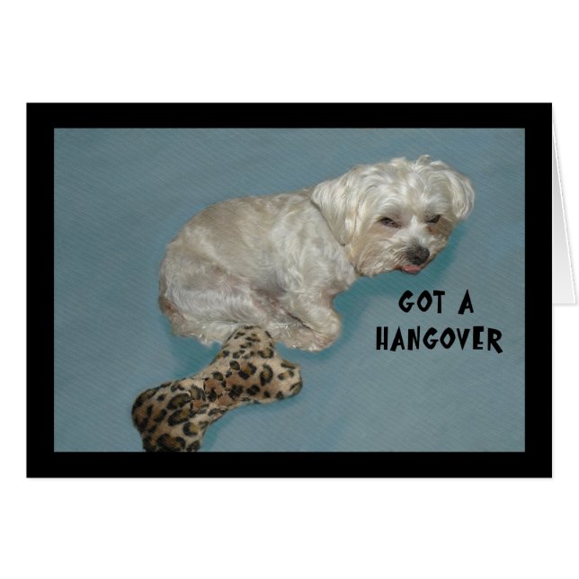 Hangover Card with White Lhasa Dog (Front Horizontal)