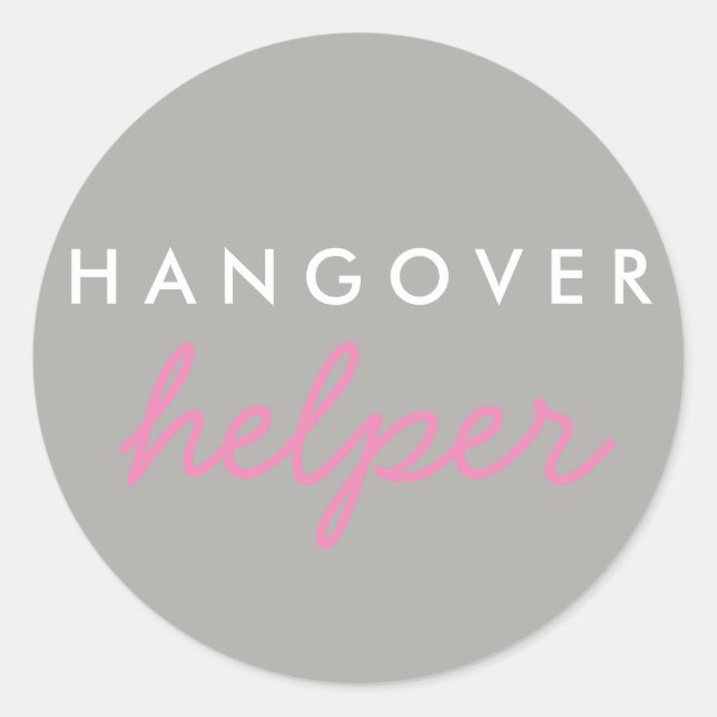 Hangover Helper Wedding Bachelorette Favour Sticke Classic Round Sticker (Front)