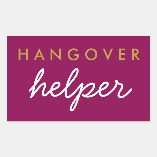 Hangover Helper Wedding Favour Magenta Gold Sticker (Front)