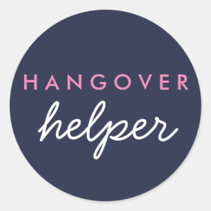 Hangover Helper Wedding Favour Sticker Navy Pink