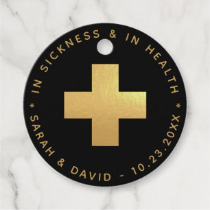 Hangover Kit Black Faux Gold In Sickness & Health Favour Tags