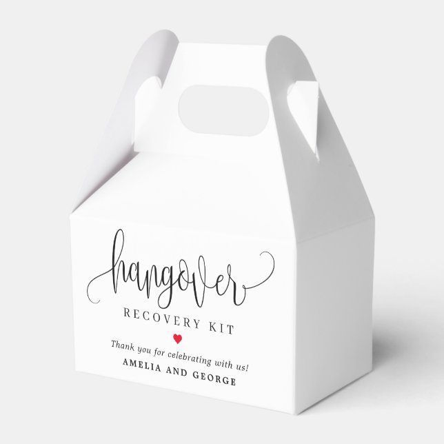 Hangover Kit Editable Colour Lovely Calligraphy Favor Box (Front Side)