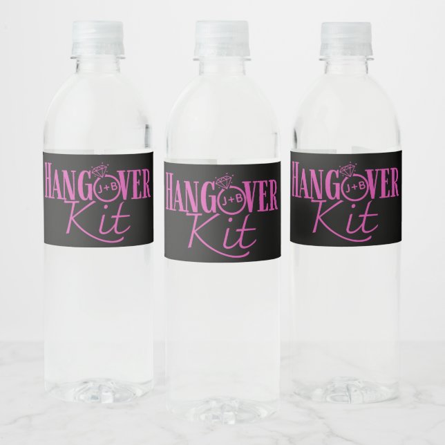 Hangover Kit-Pink Bachelorette/Bridal Shower Water Bottle Label (Bottles)