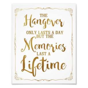 hangover party sign, vintage, wedding sign, gold photo print
