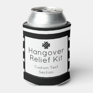 Hangover Relief Kit Black and White Drink Can Cooler