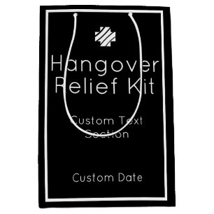 Hangover Relief Kit Black and White Gift Bag