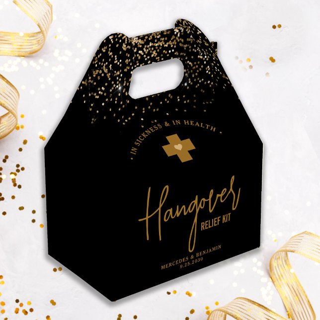 Hangover Relief Kit Modern Gold Glitter Wedding  Favor Box (Creator Uploaded)