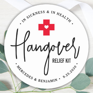 Hangover Relief Kit Personalized Wedding Favor  Classic Round Sticker