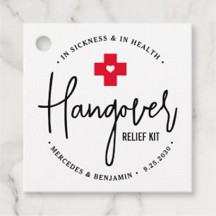 Hangover Relief Kit Personalized Wedding Party Favour Tags