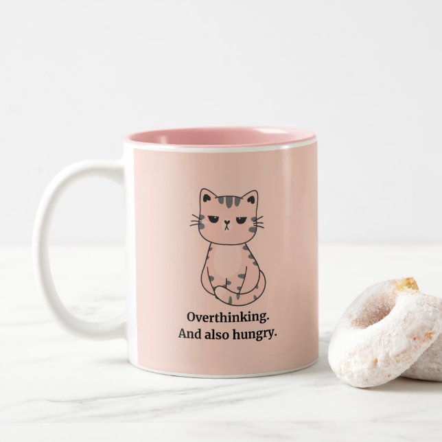 Hangry Cat Two-Tone Coffee Mug (With Donut)