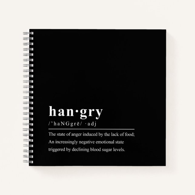 Hangry Dictionary Definition DIY Cookbook Notebook (Front)