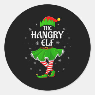 Hangry Elf Christmas Family Girls Women Elf Squad  Classic Round Sticker