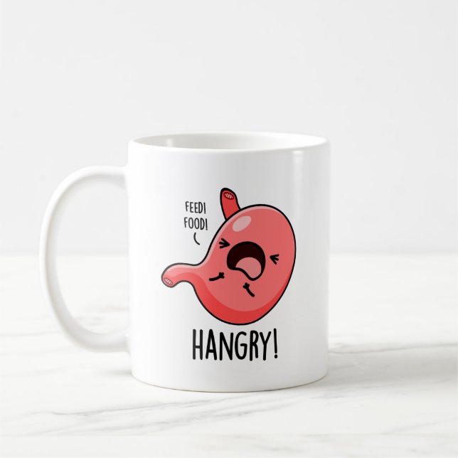 Hangry Funny Hungry Angry Stomach Pun  Coffee Mug (Left)
