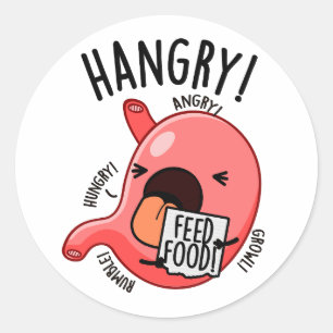 Hangry Funny Stomach Pun Classic Round Sticker