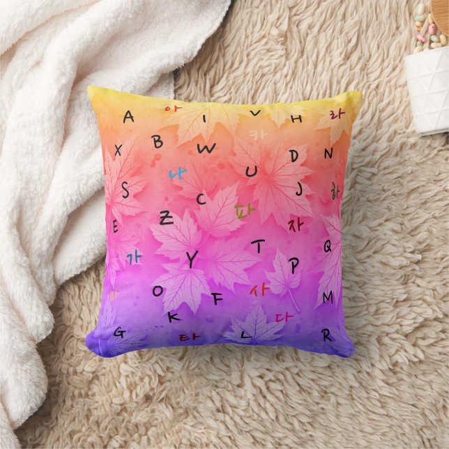 Hangul and The Alphabet Throw Pillow (Blanket)