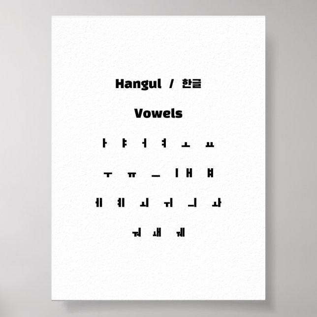 Hangul vowels / 한글 모음 poster (Front)