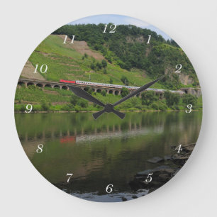 Hangviadukt Pünderich mit Personenzug Large Clock