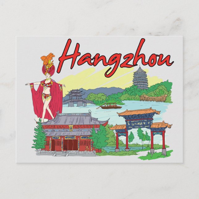 Hangzhou, China Famous City Postcard (Front)
