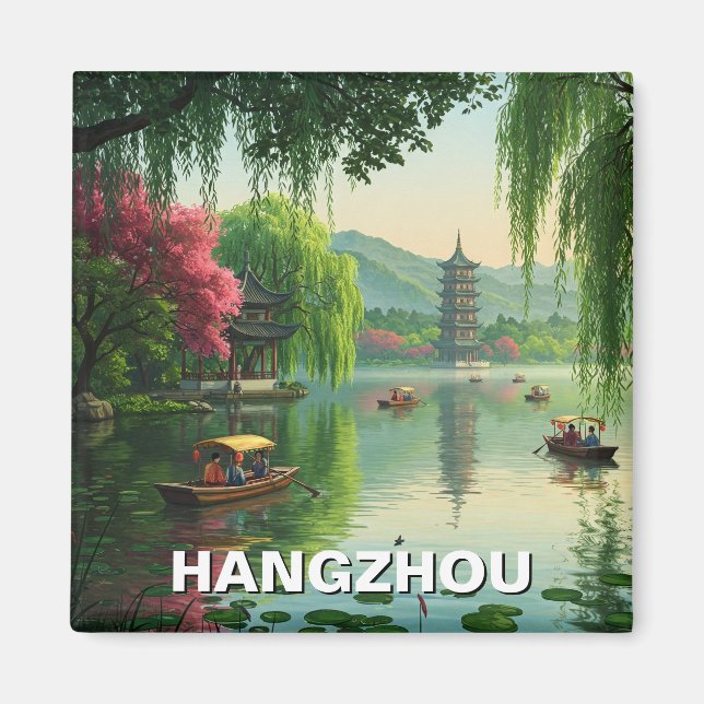 Hangzhou West Lake china Travel Magnet (Front)