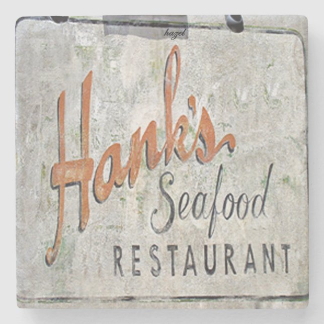 Hank's Seafood Charleston, SC. Marble Coaster (Front)