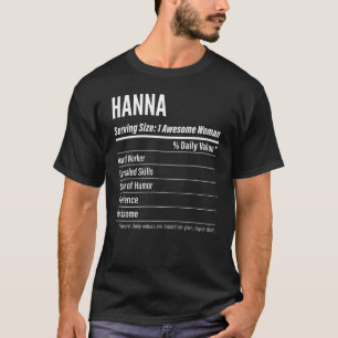 Hanna  Nutritional Facts Serving Size Calories T-Shirt